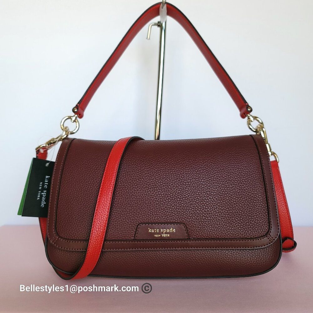 KATE SPADE Hudson Colorblocked Pebbled Leather Medium Convertible Shoulder Bag-⭐